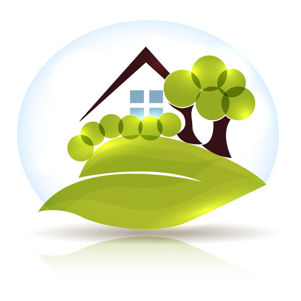 Beautiful house and garden icon design - Vector, Image