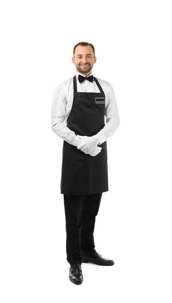 Handsome waiter in apron  - Fotó, kép