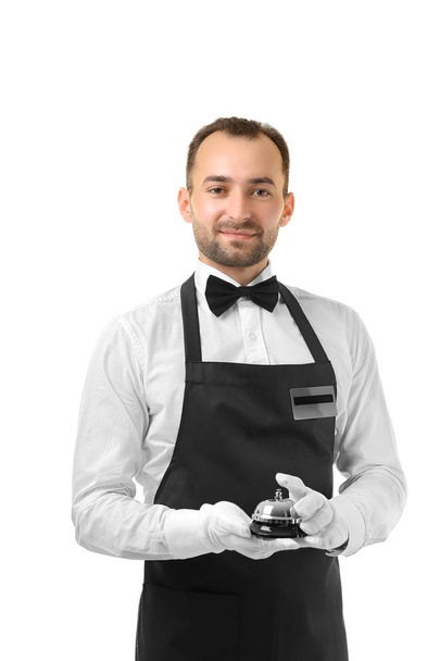 Waiter in apron with bell  - 写真・画像