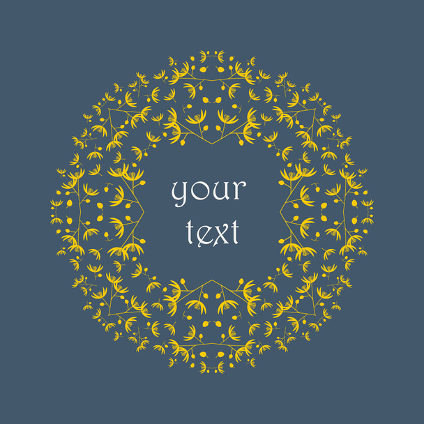 symmetric wreath of linden blossom. Space for your text. dark background - Vector, Image
