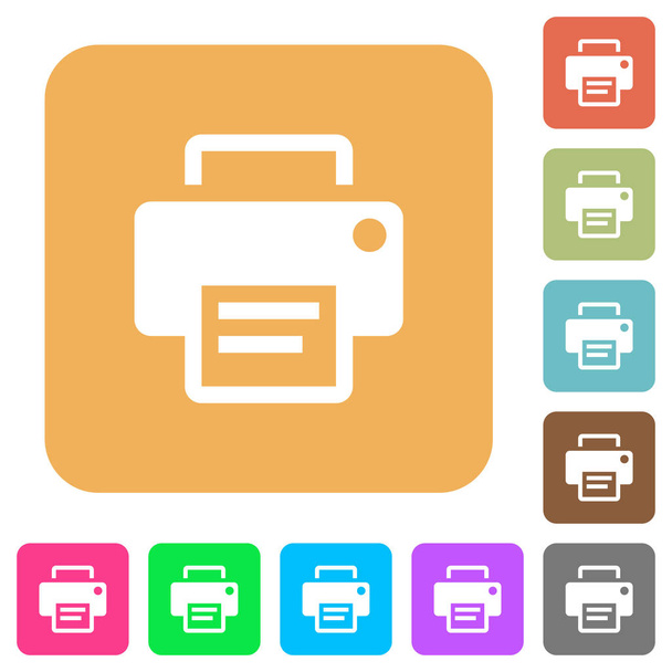 Printer rounded square flat icons - Vector, Image