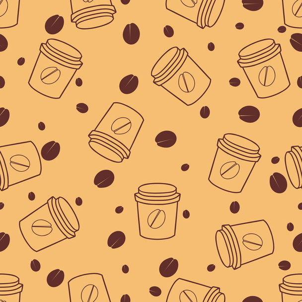Seamless coffee pattern hand drawn vector illustration. - Vecteur, image