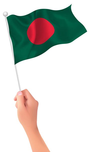 Het pictogram van de hand van de vlag van het Bangladesh - Vector, afbeelding