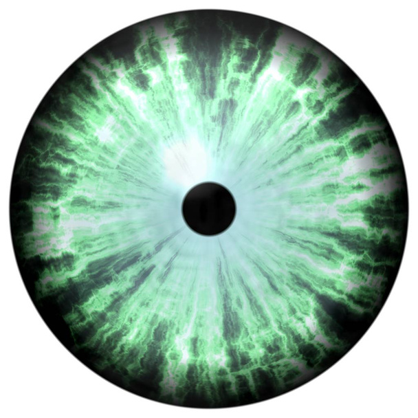 Isolated green eye. Illustration of green stripped eye iris - Photo, Image