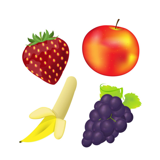 Fruta manzana fresa uva plátano vector
 - Vector, imagen