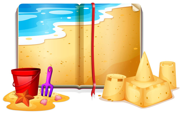Книга с пляжной сценой
  - Вектор,изображение