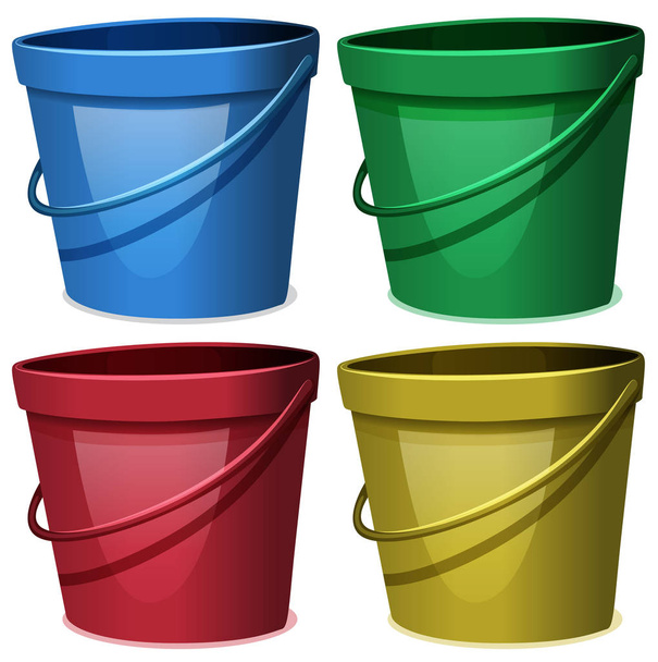 Quatro baldes de água em quatro cores
 - Vetor, Imagem