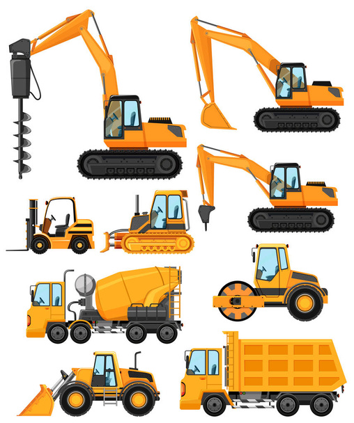 Diferentes tipos de veículos de construção
 - Vetor, Imagem