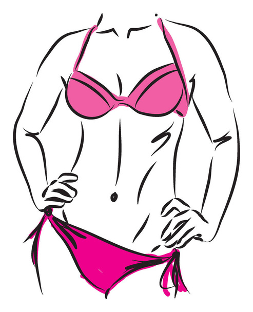  woman in bikini fitness body illustration - Vettoriali, immagini