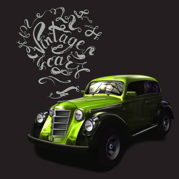 vintage car lettering vector - Вектор,изображение