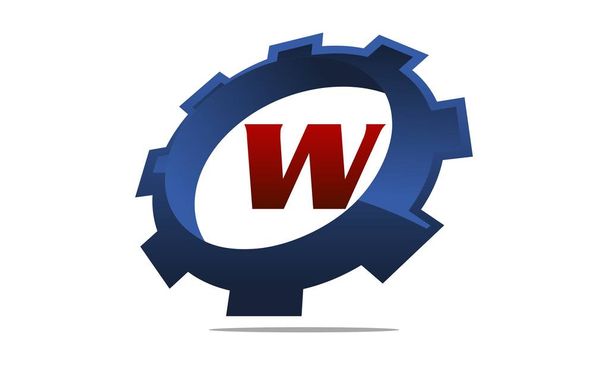 Logotipo da solução de engrenagem Carta W
 - Vetor, Imagem