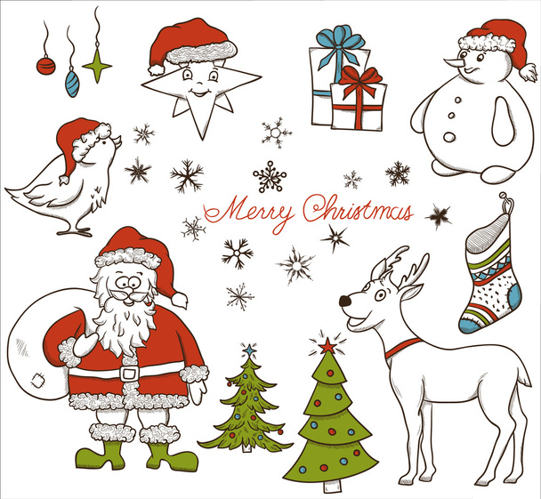 σετ χριστουγεννιάτικων doodle στοιχείων - Διάνυσμα, εικόνα