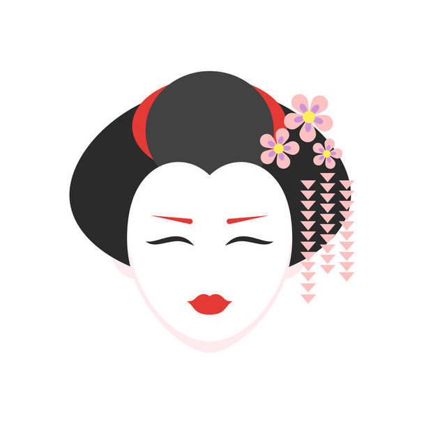Vector flat style illustration of geisha.  - Vecteur, image