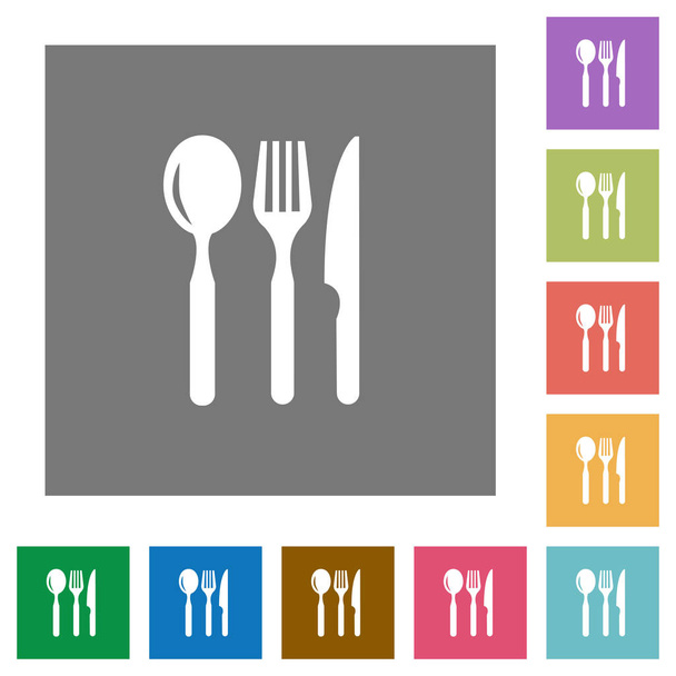 Restaurant square flat icons - Вектор,изображение