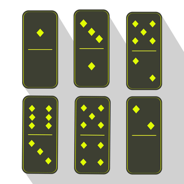 Domino icon illustration of six pieces green - Vettoriali, immagini
