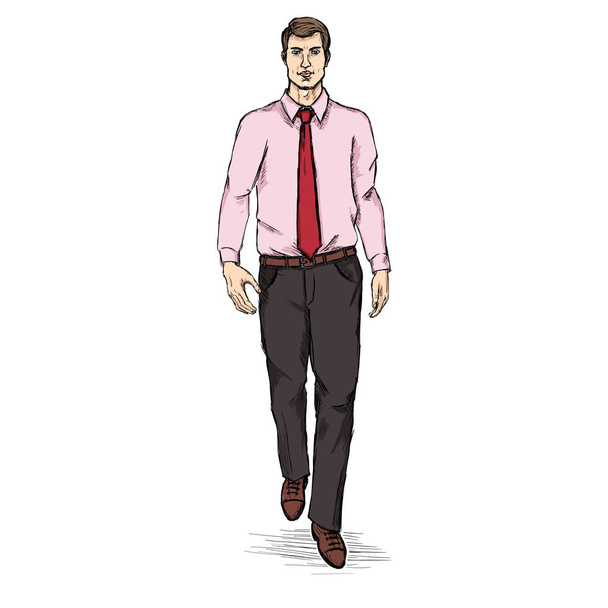 Мужская модель в рубашке и галстуке
. - Вектор,изображение