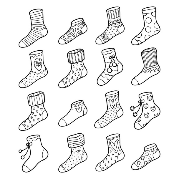 Vektör siyah ve beyaz çorap süslemeli ayarla - Vektör, Görsel
