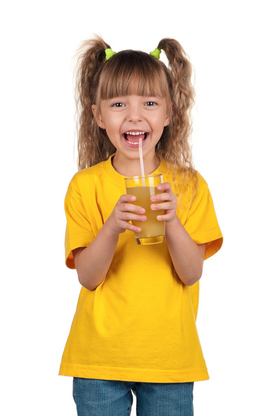 Little girl with juice - Фото, зображення