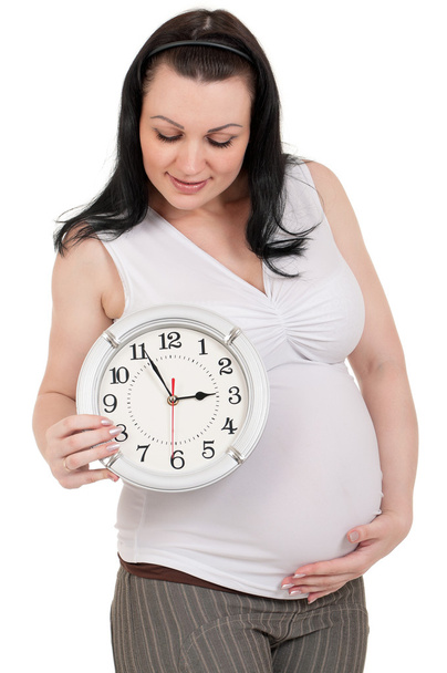 zegar w ciąży brzuch - Zdjęcie, obraz
