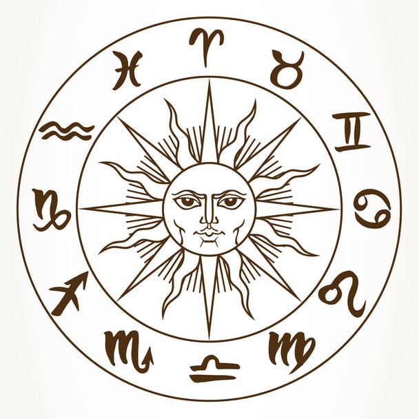 Zodiac merkkejä ympyrä
 - Vektori, kuva