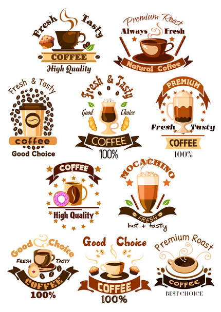 Café café, emblèmes vectoriels de cafétéria ensemble
 - Vecteur, image