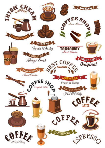 Emblèmes vectoriels de café, ensemble de rubans
 - Vecteur, image