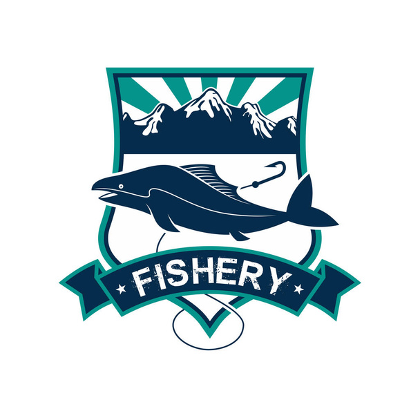 Fishery vector isolated badge icon or emblem - Vector, Image