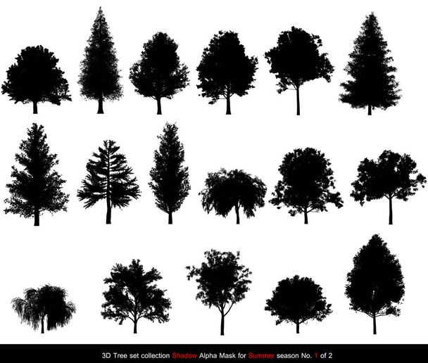 Силуэт Тень черное дерево или альфа-маска дерева летом
 - Фото, изображение