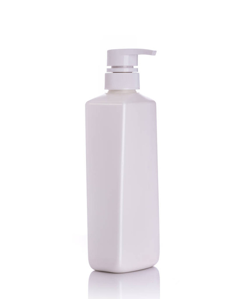Blank white pump plastic bottle used for shampoo or soap. Studio - Photo, image