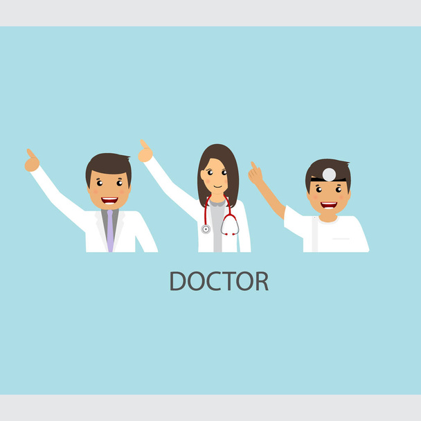 Set of Cartoon Medical Team (dentist, doctors and medical staff  - Вектор,изображение