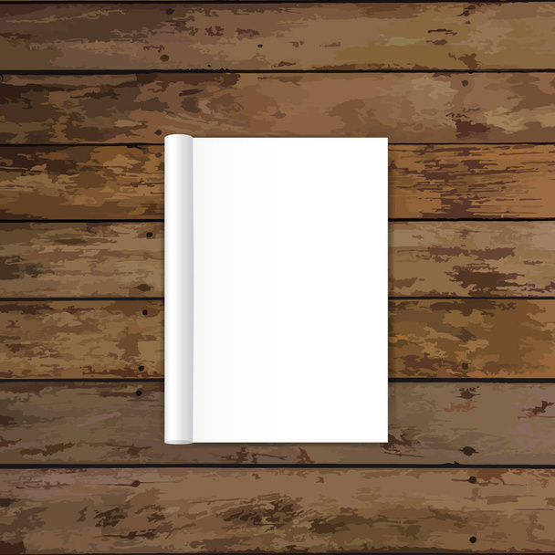 Blank catalog, magazines,book mock up on wood background. Vector - ベクター画像