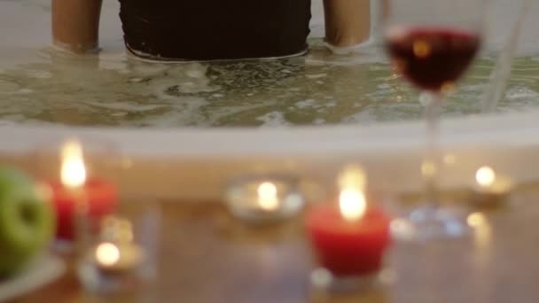close up view of beautiful woman sceaming in bath. - Video, Çekim