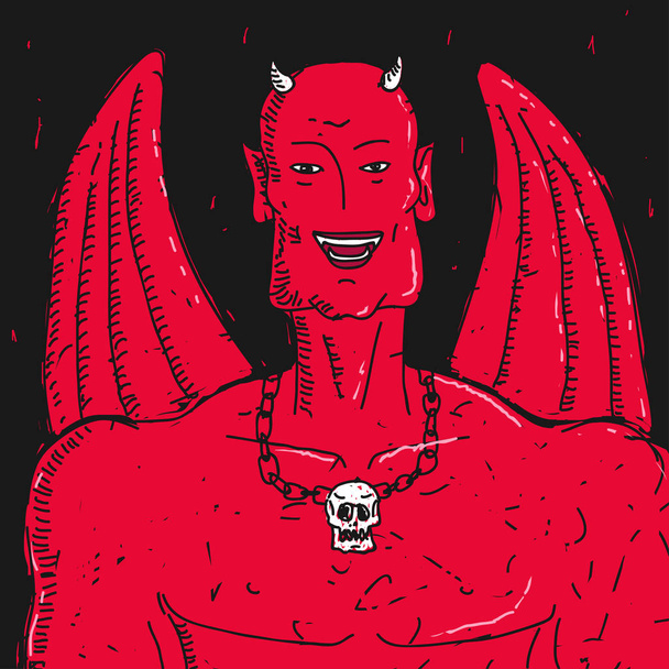 Vector Illustration Red Devil - Vector, Image