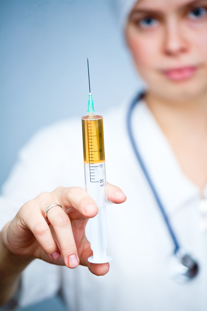 Doctor with syringe closeup - Foto, Imagem