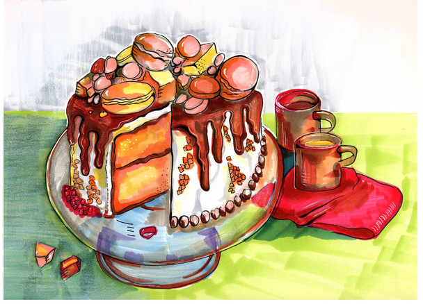 ілюстрація зимового вечірнього торта
  - Фото, зображення