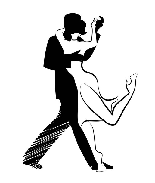 分離されたダンスのタンゴ: タンゴを踊るカップルのデザイン - ベクター画像