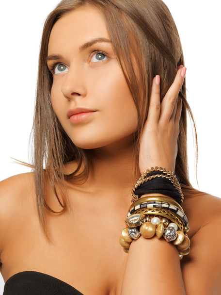 Beautiful woman with bracelets - Фото, зображення