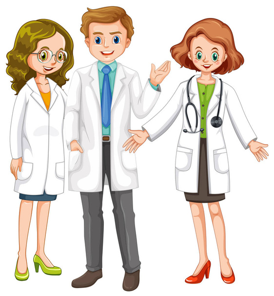 Три врача стоят вместе
 - Вектор,изображение