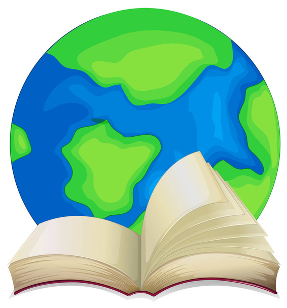 Kitap ve beyaz arka plan üzerinde dünya - Vektör, Görsel