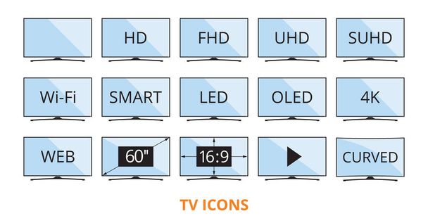 Smart Tv ikonok beállítása - Vektor, kép