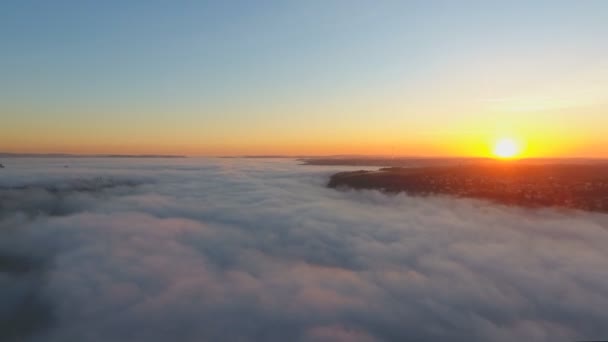 Aerial view over the fog in Prague - Footage, Video