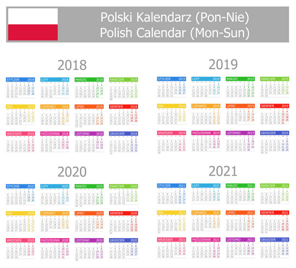 2018-2021 Puolan tyyppi 1 kalenteri ma-su
 - Vektori, kuva
