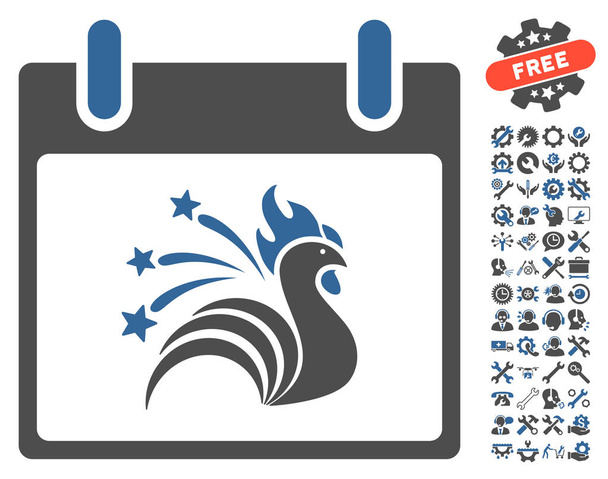 Sparkle Rooster Calendar Day Vector Icon With Bonus - Вектор, зображення
