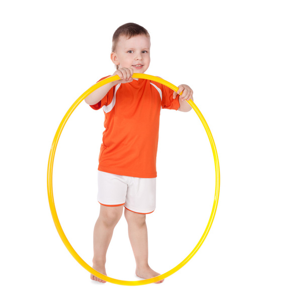Boy with a hoop - Фото, изображение