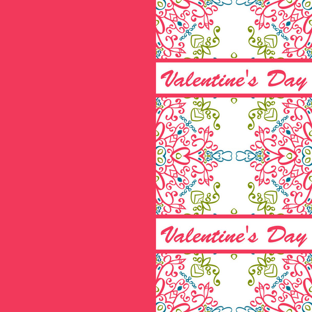 valentines day vintage card vith lettering and patterns background - Vector, Image
