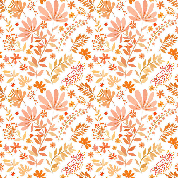 Bright orange floral pattern - Διάνυσμα, εικόνα