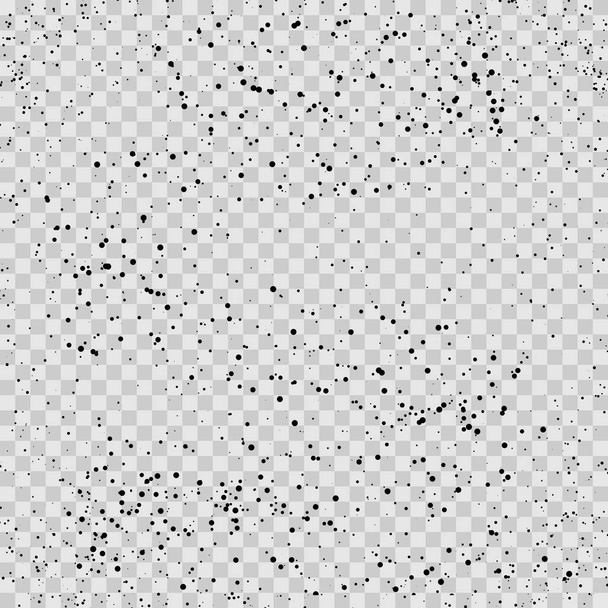 Dusty Overlay Texture for your design. Vector pattern with the black grain on transparent background. Small circles. Sand texture, geometric pattern. Vector illustration. Luxury style. - Vector, Image