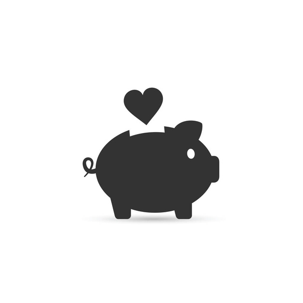 Piggy bank with heart, vector illustration. - Vector, Image