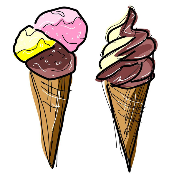 crème glacée au cône - Vecteur, image