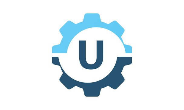 Versnelling oplossing Logo eerste U - Vector, afbeelding